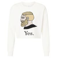 Yes Chad Nordic Gamer Meme Nordic Chad Cropped Pullover Crew