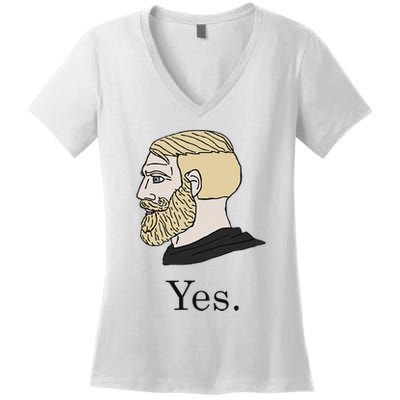 Yes Chad Nordic Gamer Meme Nordic Chad Women's V-Neck T-Shirt