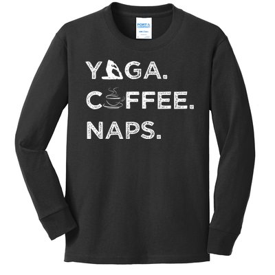 Yoga Coffee Naps Kids Long Sleeve Shirt