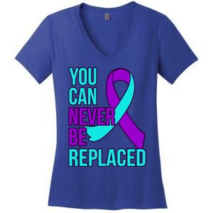 You Can Never Be Replaced Suicide Awareness Support Graphic Gift Women's V-Neck T-Shirt