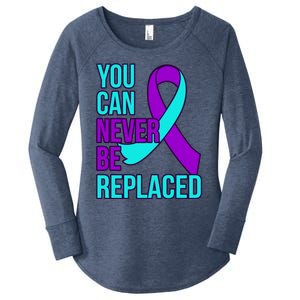 You Can Never Be Replaced Suicide Awareness Support Graphic Gift Women's Perfect Tri Tunic Long Sleeve Shirt