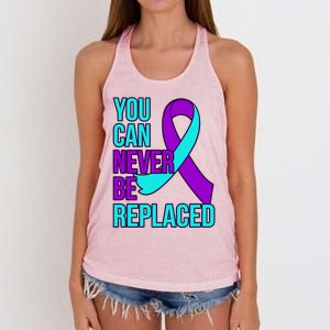 You Can Never Be Replaced Suicide Awareness Support Graphic Gift Women's Knotted Racerback Tank