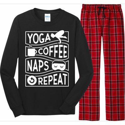 Yoga Coffee Naps Repeat I Like Coffee Who Loves Coffee Gift Long Sleeve Pajama Set