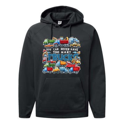 You Can Never Have Too Many Trucks Construction Trucks Boy Performance Fleece Hoodie