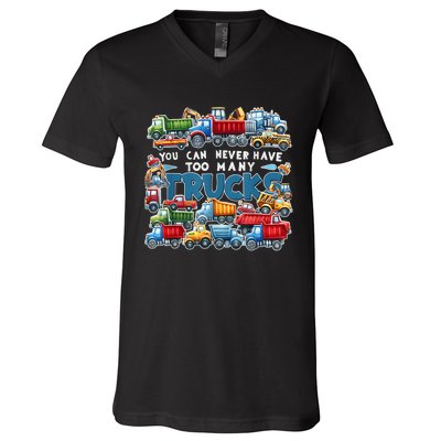 You Can Never Have Too Many Trucks Construction Trucks Boy V-Neck T-Shirt