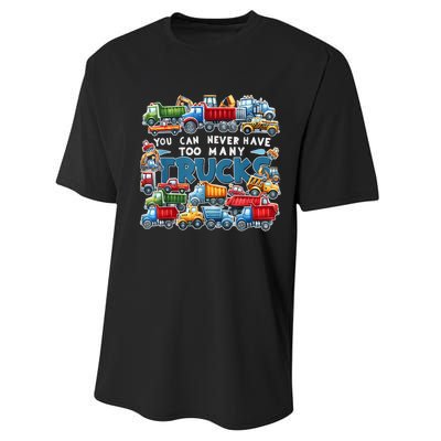 You Can Never Have Too Many Trucks Construction Trucks Boy Performance Sprint T-Shirt