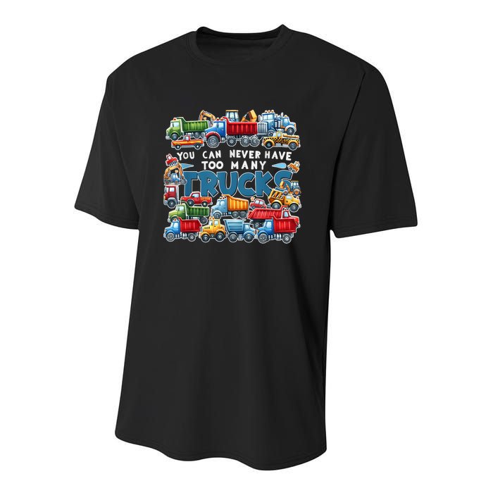 You Can Never Have Too Many Trucks Construction Trucks Boy Youth Performance Sprint T-Shirt