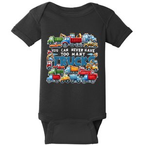 You Can Never Have Too Many Trucks Construction Trucks Boy Baby Bodysuit