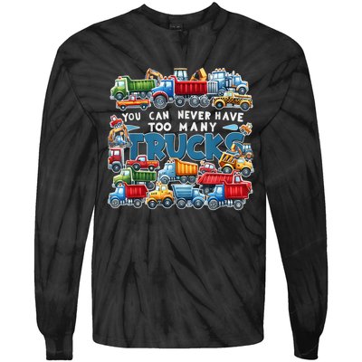 You Can Never Have Too Many Trucks Construction Trucks Boy Tie-Dye Long Sleeve Shirt