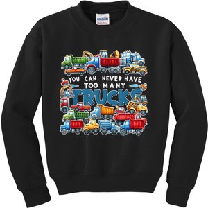 You Can Never Have Too Many Trucks Construction Trucks Boy Kids Sweatshirt