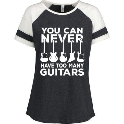 You Can Never Have Too Many Guitars Music Gift Enza Ladies Jersey Colorblock Tee