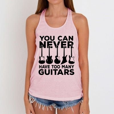 You Can Never Have Too Many Guitars Music Gift Women's Knotted Racerback Tank