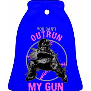 You CanT Outrun My Gun Softball Catcher Gift Ceramic Bell Ornament