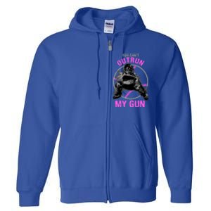 You CanT Outrun My Gun Softball Catcher Gift Full Zip Hoodie