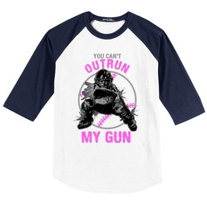 You CanT Outrun My Gun Softball Catcher Gift Baseball Sleeve Shirt