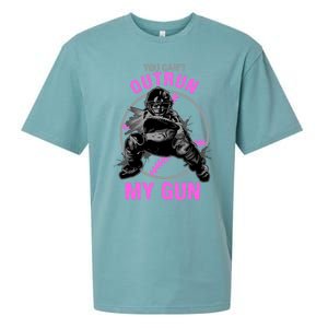 You CanT Outrun My Gun Softball Catcher Gift Sueded Cloud Jersey T-Shirt