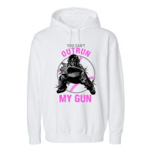 You CanT Outrun My Gun Softball Catcher Gift Garment-Dyed Fleece Hoodie