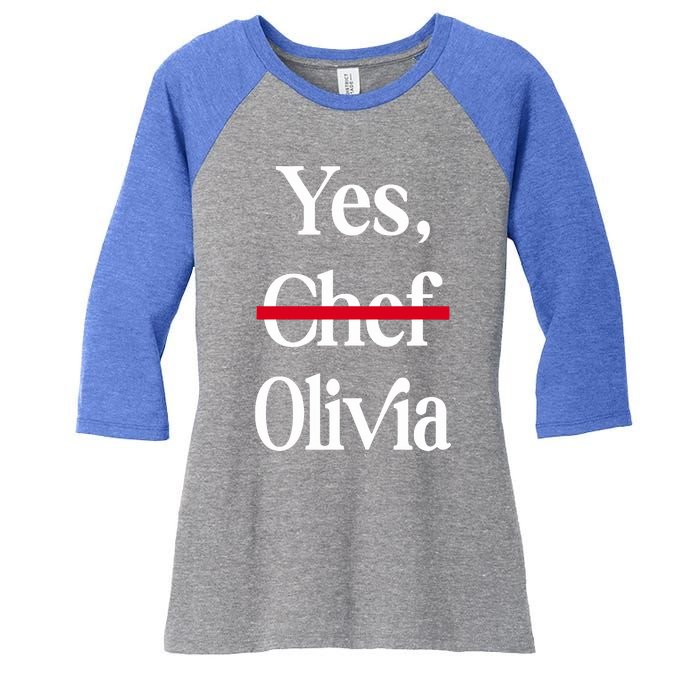 Yes Chef Olivia Women's Tri-Blend 3/4-Sleeve Raglan Shirt