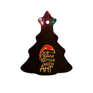 Yinzer Christmas Pittsburgh Santa Yinz Better Watch Aht Ceramic Tree Ornament