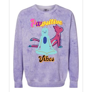 Yoga Cats Pawsitive Vibes Colorblast Crewneck Sweatshirt