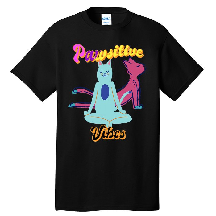 Yoga Cats Pawsitive Vibes Tall T-Shirt