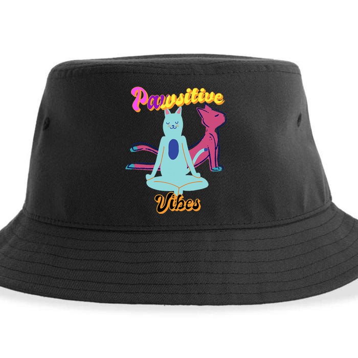 Yoga Cats Pawsitive Vibes Sustainable Bucket Hat