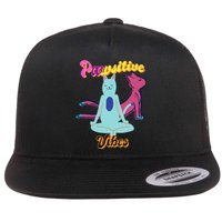 Yoga Cats Pawsitive Vibes Flat Bill Trucker Hat