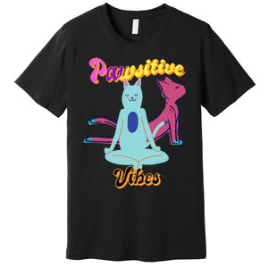 Yoga Cats Pawsitive Vibes Premium T-Shirt