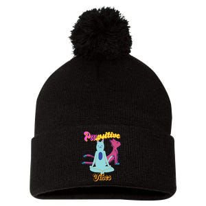 Yoga Cats Pawsitive Vibes Pom Pom 12in Knit Beanie