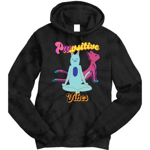 Yoga Cats Pawsitive Vibes Tie Dye Hoodie