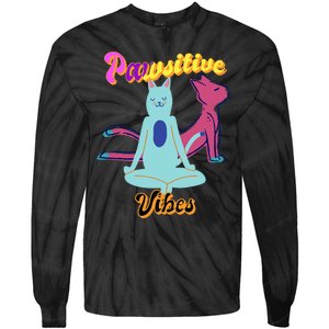 Yoga Cats Pawsitive Vibes Tie-Dye Long Sleeve Shirt