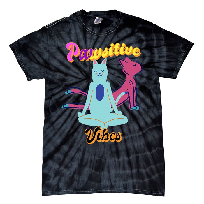 Yoga Cats Pawsitive Vibes Tie-Dye T-Shirt