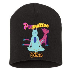 Yoga Cats Pawsitive Vibes Short Acrylic Beanie