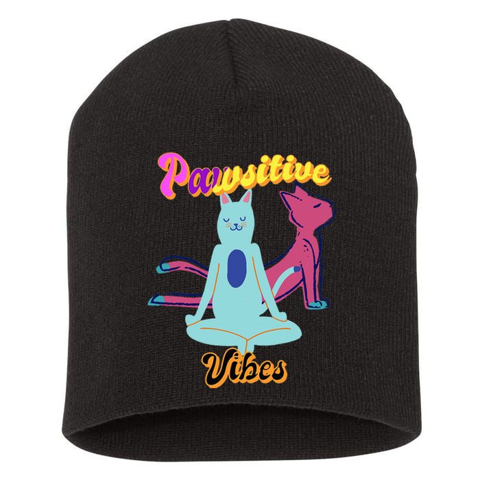 Yoga Cats Pawsitive Vibes Short Acrylic Beanie