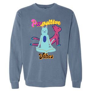 Yoga Cats Pawsitive Vibes Garment-Dyed Sweatshirt