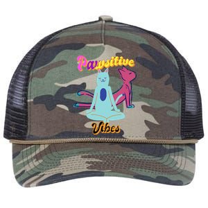 Yoga Cats Pawsitive Vibes Retro Rope Trucker Hat Cap