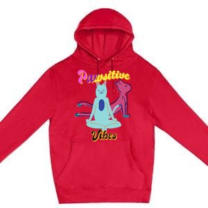 Yoga Cats Pawsitive Vibes Premium Pullover Hoodie