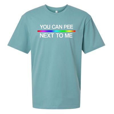 You Can Pee Next To Me Tran Rights Rainbow Sueded Cloud Jersey T-Shirt