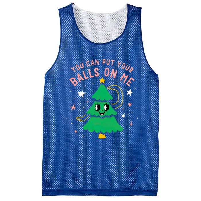 You Can Put Your Balls On Me Christmas Tree Mesh Reversible Basketball Jersey Tank