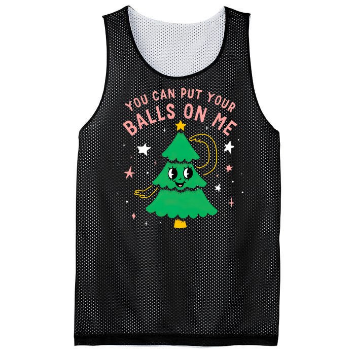 You Can Put Your Balls On Me Christmas Tree Mesh Reversible Basketball Jersey Tank