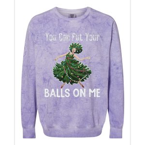 You Can Put Your Balls On Me Christmas Tree Colorblast Crewneck Sweatshirt