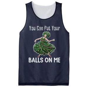 You Can Put Your Balls On Me Christmas Tree Mesh Reversible Basketball Jersey Tank