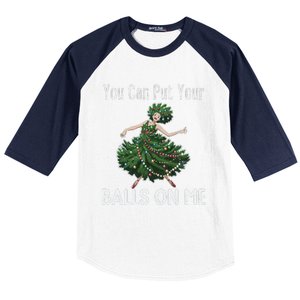 You Can Put Your Balls On Me Christmas Tree Baseball Sleeve Shirt