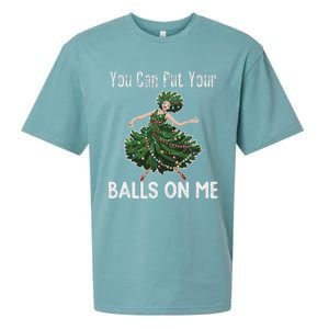 You Can Put Your Balls On Me Christmas Tree Sueded Cloud Jersey T-Shirt