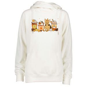 Yorkie Coffee Pumpkin Spice Dog Lovers Fall Thanksgiving Great Gift Womens Funnel Neck Pullover Hood