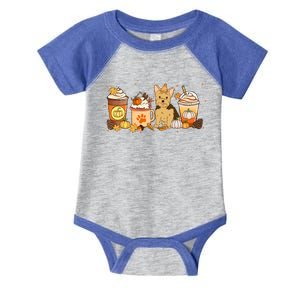 Yorkie Coffee Pumpkin Spice Dog Lovers Fall Thanksgiving Great Gift Infant Baby Jersey Bodysuit