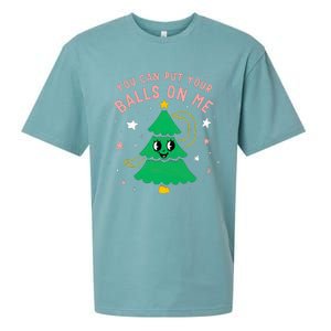 You Can Put Your Balls On Me Christmas Tree Sueded Cloud Jersey T-Shirt