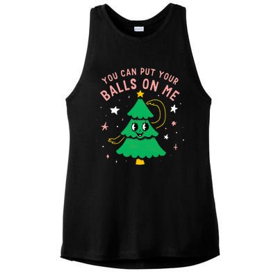 You Can Put Your Balls On Me Christmas Tree Ladies PosiCharge Tri-Blend Wicking Tank