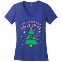 You Can Put Your Balls On Me Christmas Tree Women's V-Neck T-Shirt