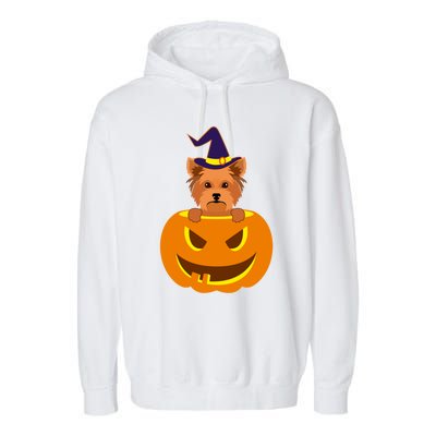 Yorkie Cute Pumpkin Halloween Yorkshire Terrier Dog Lover Meaningful Gift Garment-Dyed Fleece Hoodie